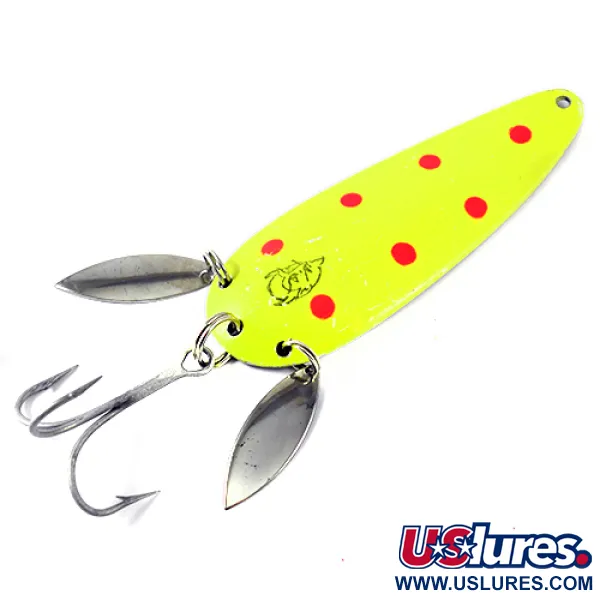 Vintage  Eppinger Dardevle Klicker, 1oz Fluorescent Yellow / Red / Nickel fishing spoon #1660