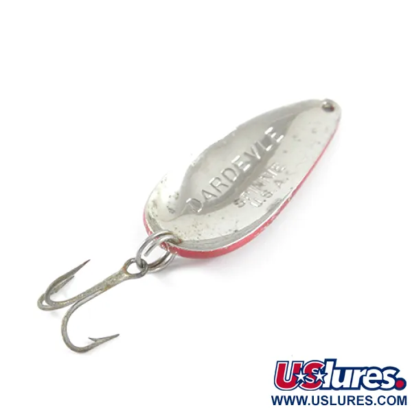 Vintage  Eppinger Dardevle Spinnie, 1/3oz Red / White / Nickel fishing spoon #1679