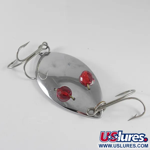 Vintage  Hofschneider Red Eye Wiggler, 1oz Nickel / Red Eyes fishing spoon #1697