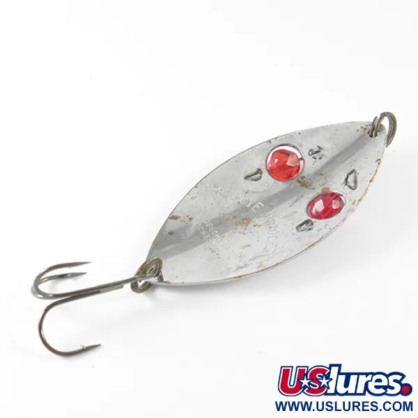 Vintage  Hofschneider Red Eye Wiggler, 1oz Nickel / Red Eyes fishing spoon #1705
