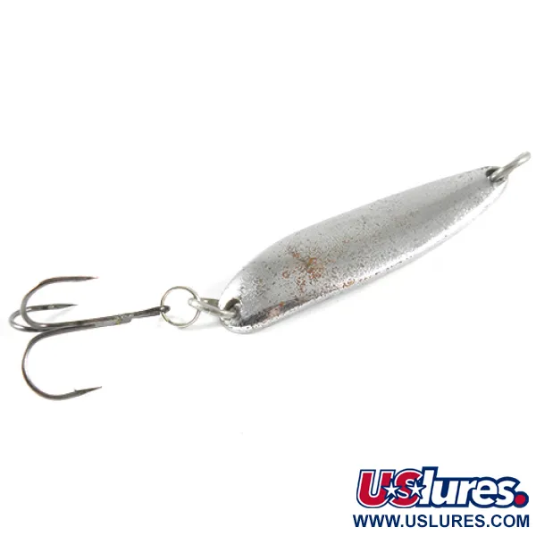 Vintage  Luhr Jensen Krocodile Die #4, 2/3oz Nickel fishing spoon #1706