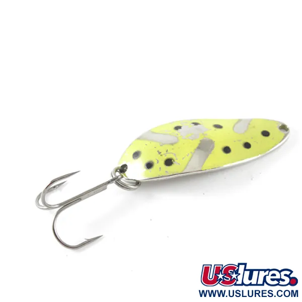 Vintage  Seneca Little Cleo (Hula Girl), 1/3oz Nickel / Yellow / Black fishing spoon #1714