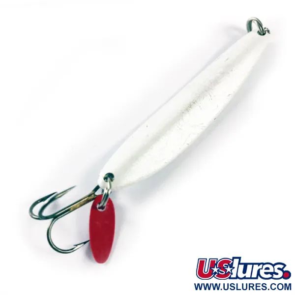 Vintage   Bay de Noc Swedish pimple, 3/4oz Pearl White fishing spoon #1728