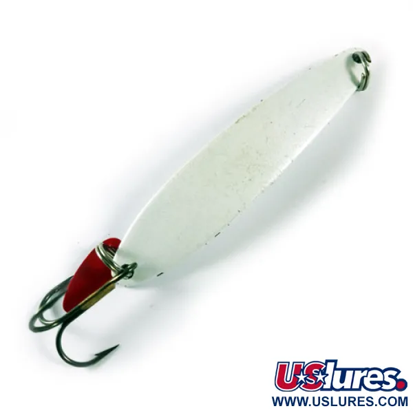 Vintage   Bay de Noc Swedish pimple, 3/4oz Pearl White fishing spoon #1728