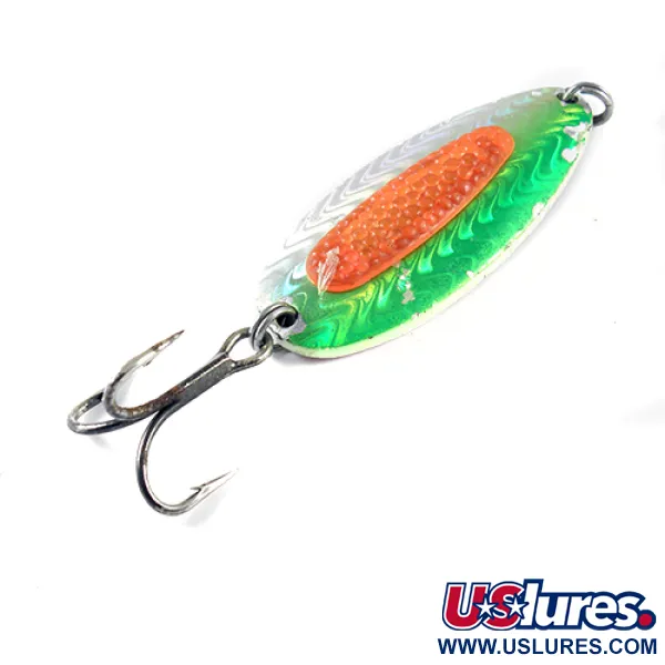 Vintage   Blue Fox Rattlin Pixee , 1oz Rainbow / Fluorescent Orange fishing spoon #1737