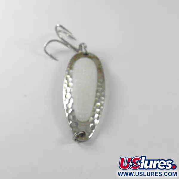 Vintage   Blue Fox Pixee Glow, 1/2oz Nickel / White (Glow in Dark) fishing spoon #1739