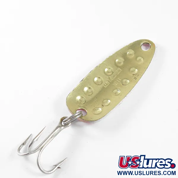 Vintage   Len Thompson #11, 1/2oz Red / White / Brass fishing spoon #1747