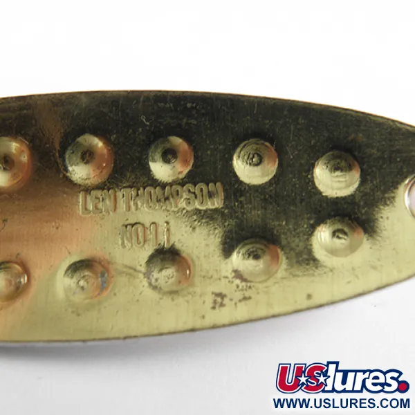 Vintage   Len Thompson #11, 1/2oz Red / White / Brass fishing spoon #1747