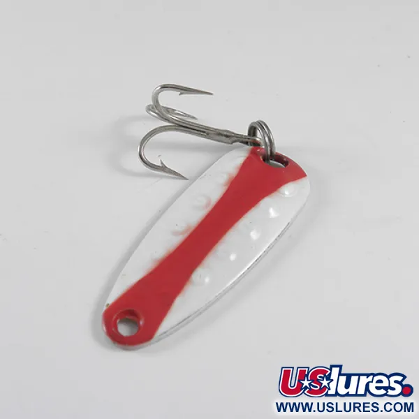 Vintage   Len Thompson #11, 1/2oz Red / White / Brass fishing spoon #1747