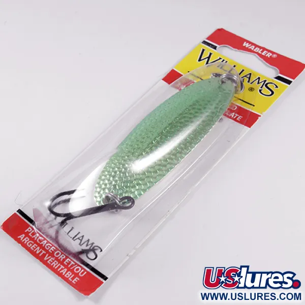   Williams Wabler W60, 3/4oz Silver / Green (Silver Plated) fishing spoon #1764