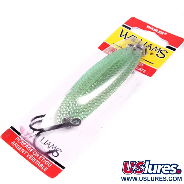   Williams Wabler W60, 3/4oz Silver / Green (Silver Plated) fishing spoon #1764