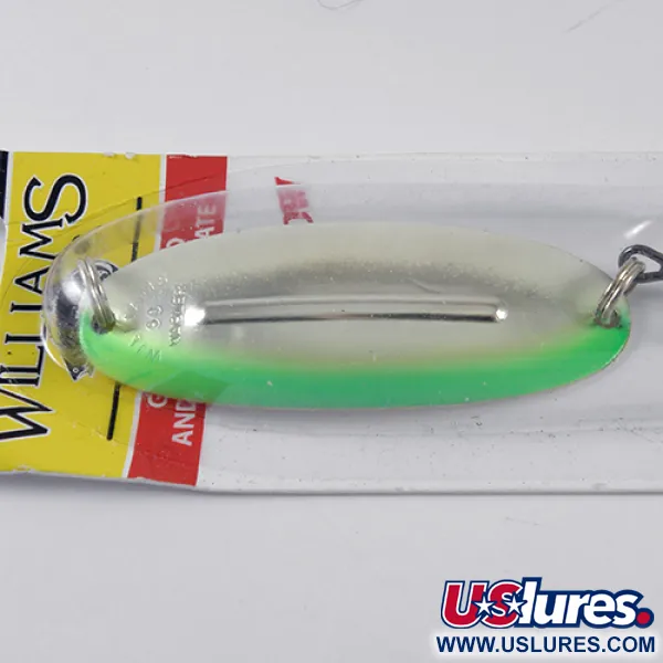   Williams Wabler W50 Glow, 1/2oz Silver / Green (Silver Plated, with fluorescent stripe) fishing spoon #1766