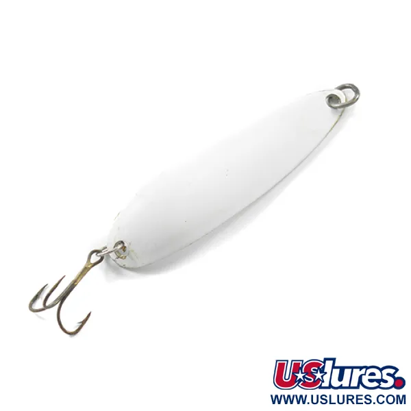 Vintage  Luhr Jensen Krocodile Die #5, 3/4oz White fishing spoon #1792