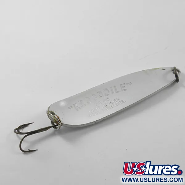 Vintage  Luhr Jensen Krocodile Die #5, 1oz White fishing spoon #1793