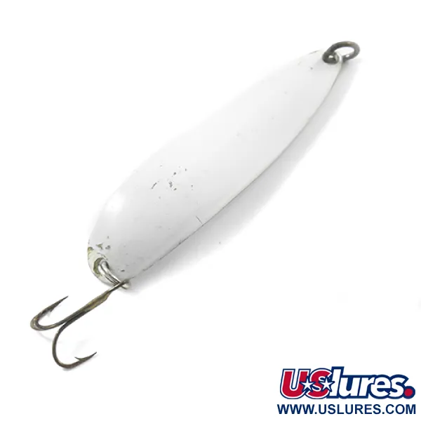 Vintage  Luhr Jensen Krocodile Die #5, 1oz White fishing spoon #1793