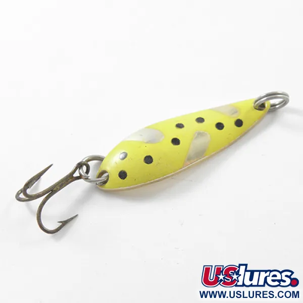 Vintage  Acme Fiord Spoon Jr, 1/8oz Yellow / Gold fishing spoon #1821