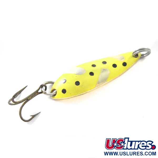 Vintage  Acme Fiord Spoon Jr, 1/8oz Yellow / Gold fishing spoon #1821