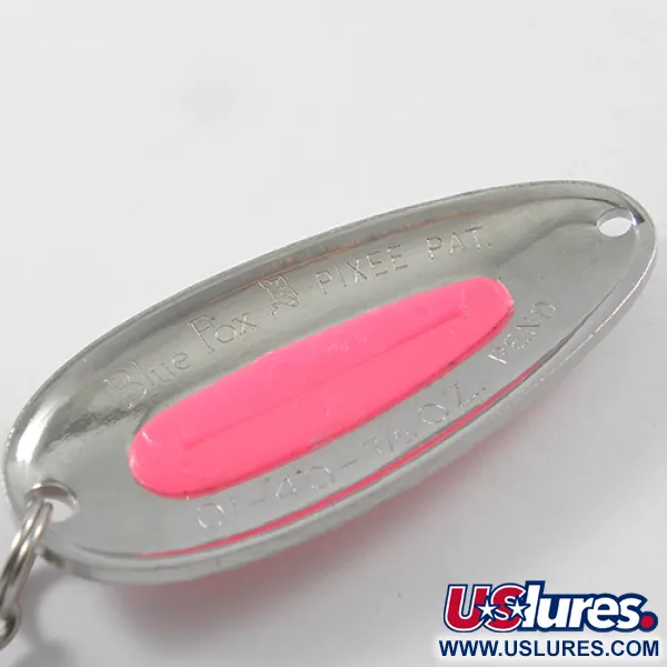 Vintage   Blue Fox Pixee , 3/4oz Nickel / Pink fishing spoon #1826