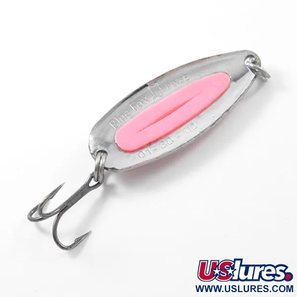 Vintage   Blue Fox Pixee , 1/2oz Nickel / Pink fishing spoon #1827
