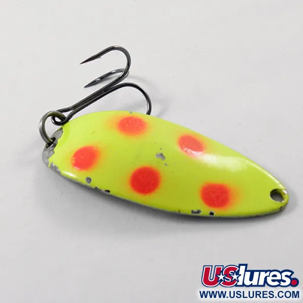 Vintage  Seneca Little Cleo (Hula Girl), 1/2oz Yellow / Red / Nickel fishing spoon #1829