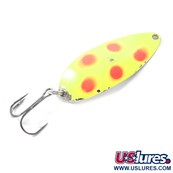 Vintage  Seneca Little Cleo (Hula Girl), 1/2oz Yellow / Red / Nickel fishing spoon #1829