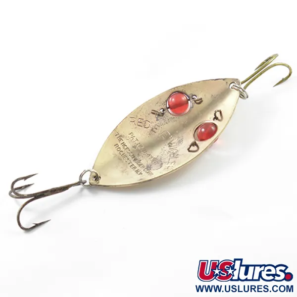 Vintage  Hofschneider Red Eye Wiggler, 1oz Brass / Red Eyes fishing spoon #1838