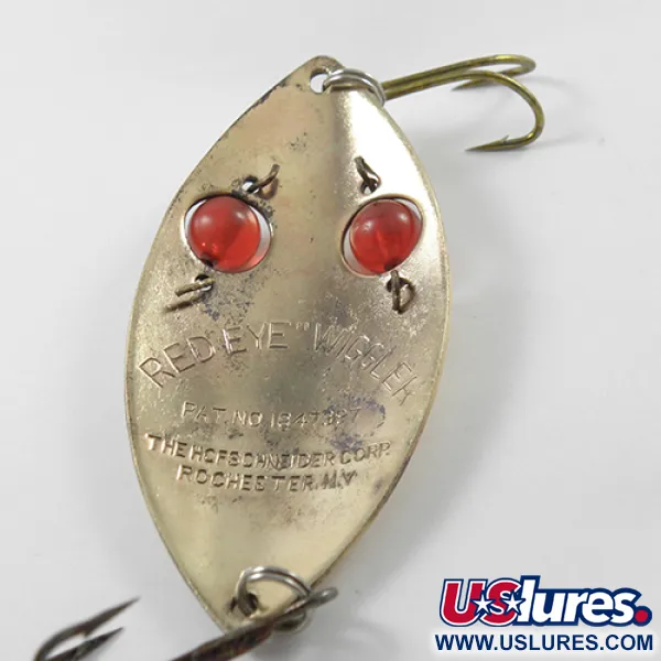 Vintage  Hofschneider Red Eye Wiggler, 1oz Brass / Red Eyes fishing spoon #1838