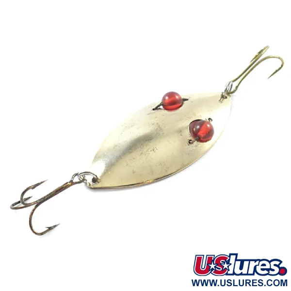 Vintage  Hofschneider Red Eye Wiggler, 1oz Brass / Red Eyes fishing spoon #1838