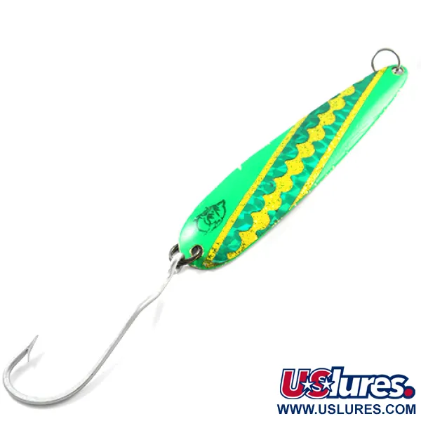 Vintage  Eppinger Dardevle Flutter-Chuck Magnum 3200, 1/2oz Bright Green / Nickel fishing spoon #1852