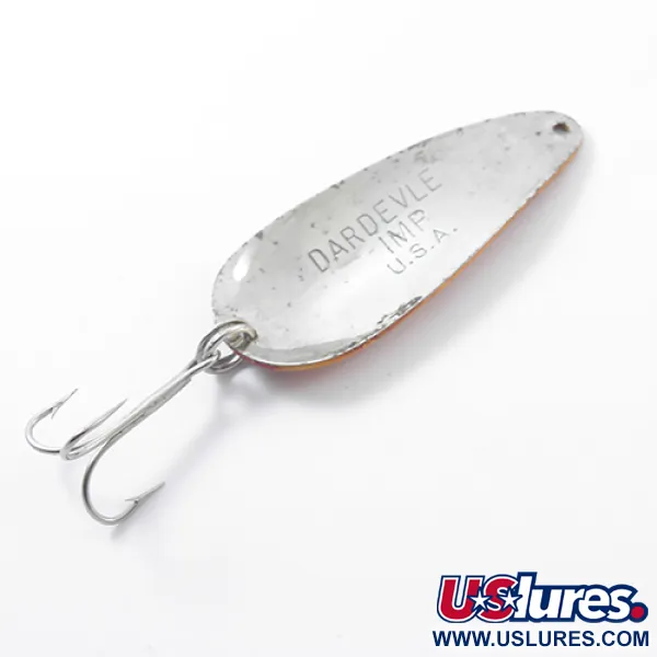 Vintage  Eppinger Dardevle Imp, 2/5oz Orange / Red Stripe / Nickel fishing spoon #1865