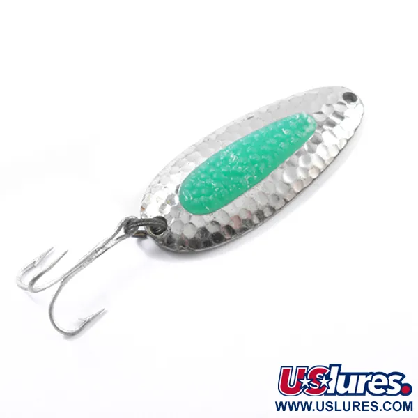 Vintage   Blue Fox Pixee , 3/4oz Nickel / Green fishing spoon #1866