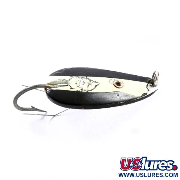 Vintage  Eppinger Weedless Dardevle Midget, 3/16oz Black / White / Nickel fishing spoon #1867