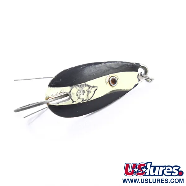 Vintage  Eppinger Weedless Dardevle Midget, 3/16oz Black / White / Nickel fishing spoon #1867