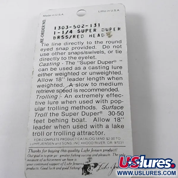  Luhr Jensen Super-Duper 502, 3/32oz Gold / Red fishing spoon #1878