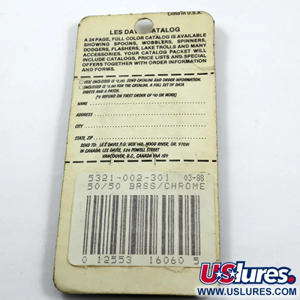  Other Les Davis Canadian Wonder, 1/4oz Nickel / Gold fishing spoon #1884