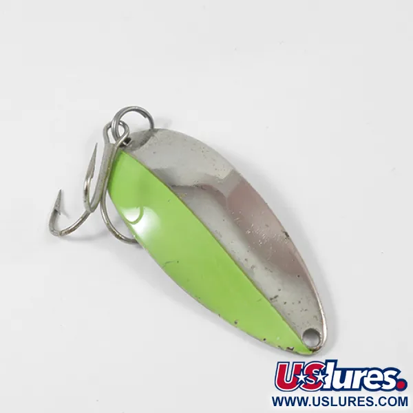 Vintage  Seneca Little Cleo (Hula Girl), 1/2oz Nickel / Light Green fishing spoon #1899