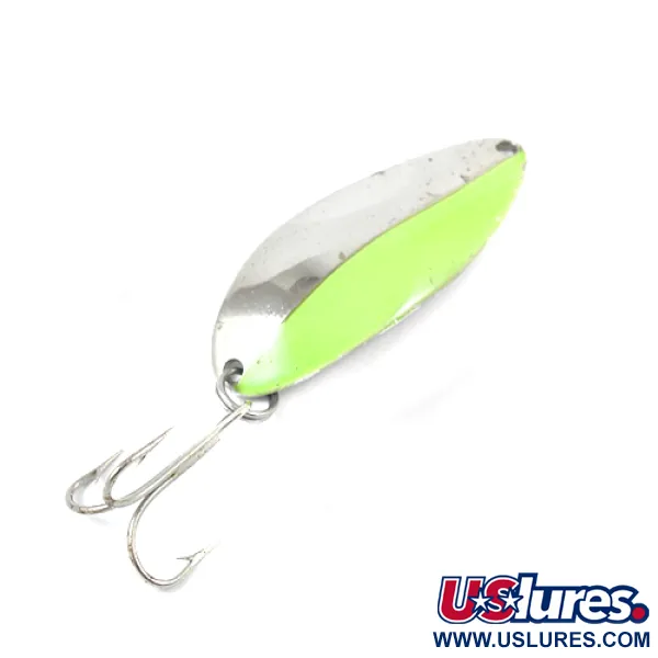 Vintage  Seneca Little Cleo (Hula Girl), 1/2oz Nickel / Light Green fishing spoon #1899