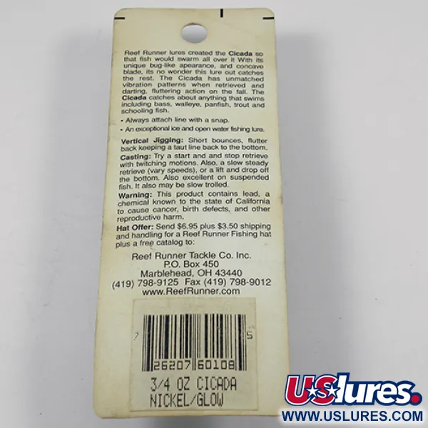   Reef Runner Cicada, 3/4oz Nickel fishing spoon #1935