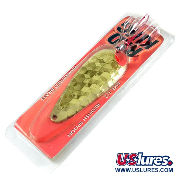  Worth Red King Spoon, 3/5oz Hammered Brass fishing spoon #1941