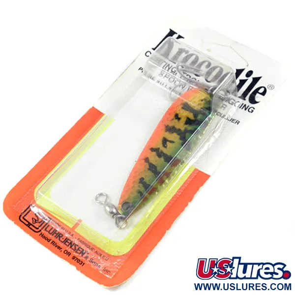  Luhr Jensen Krocodile Die #5, 3/4oz Hammered Fire Tiger / Gold fishing spoon #1944