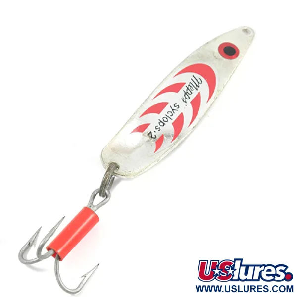 Vintage   Mepps Syclops 2, 3/5oz Silver / Red fishing spoon #1945