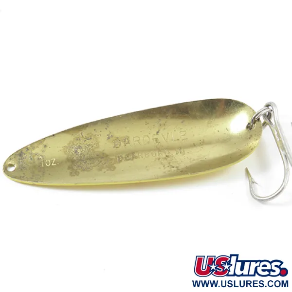 Vintage  Eppinger Dardevle, 1oz Five of diamonds (Red / Yellow / Brass) fishing spoon #1950