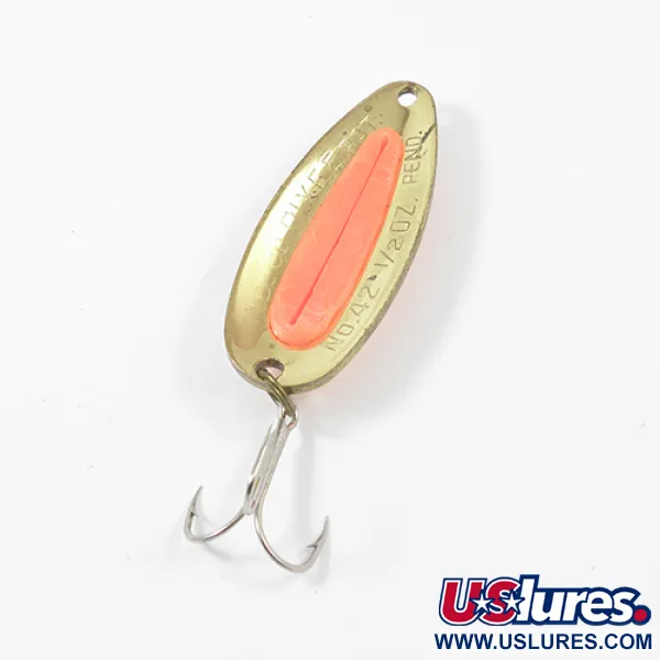 Vintage  Blue Fox Nebco Pixee , 1/2oz Gold / Orange fishing spoon #1958