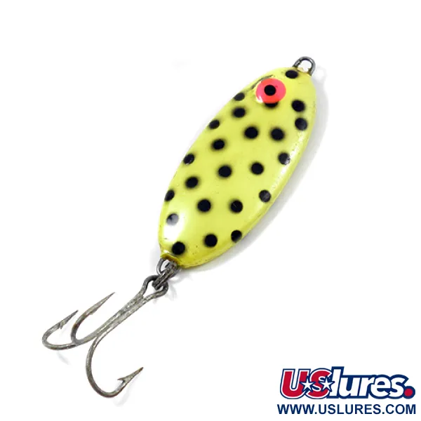 Vintage   Bomber Slab Spoon, 1 1/4oz Yellow / Black fishing spoon #1965