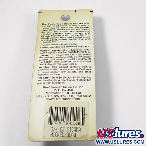   Reef Runner Cicada, 3/4oz Nickel fishing spoon #1971