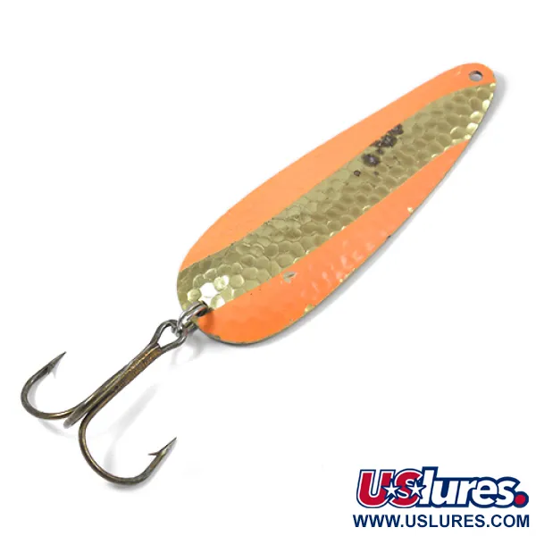 Vintage   Cabela's , 3/4oz Hammered Gold / Orange fishing spoon #1976