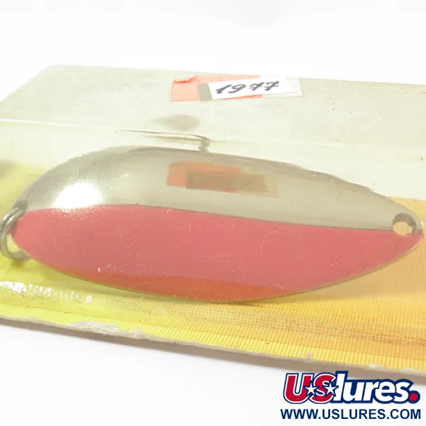  Luhr Jensen Lil' Kroc (Krocodile Stubby), 3/4oz Nickel / Red fishing spoon #1977