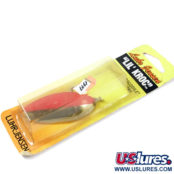  Luhr Jensen Lil' Kroc (Krocodile Stubby), 3/4oz Nickel / Red fishing spoon #1977