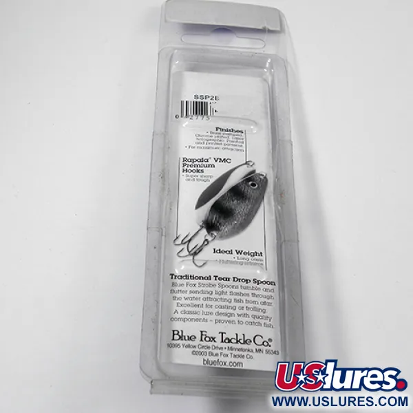   Blue Fox Strobe Tear Drop Spoon, 2/5oz Black / White fishing spoon #1979