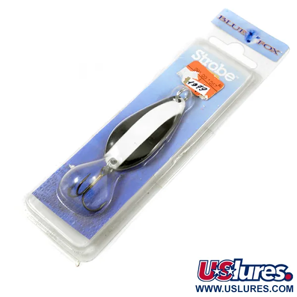   Blue Fox Strobe Tear Drop Spoon, 2/5oz Black / White fishing spoon #1979